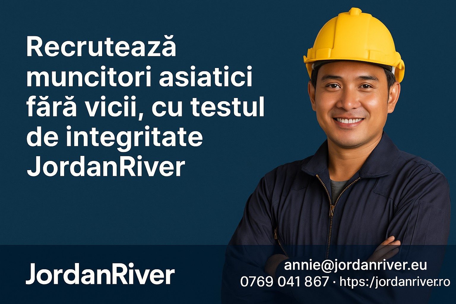 Recrutează muncitori asiatici fără vicii, cu testul de integritate JordanRiver